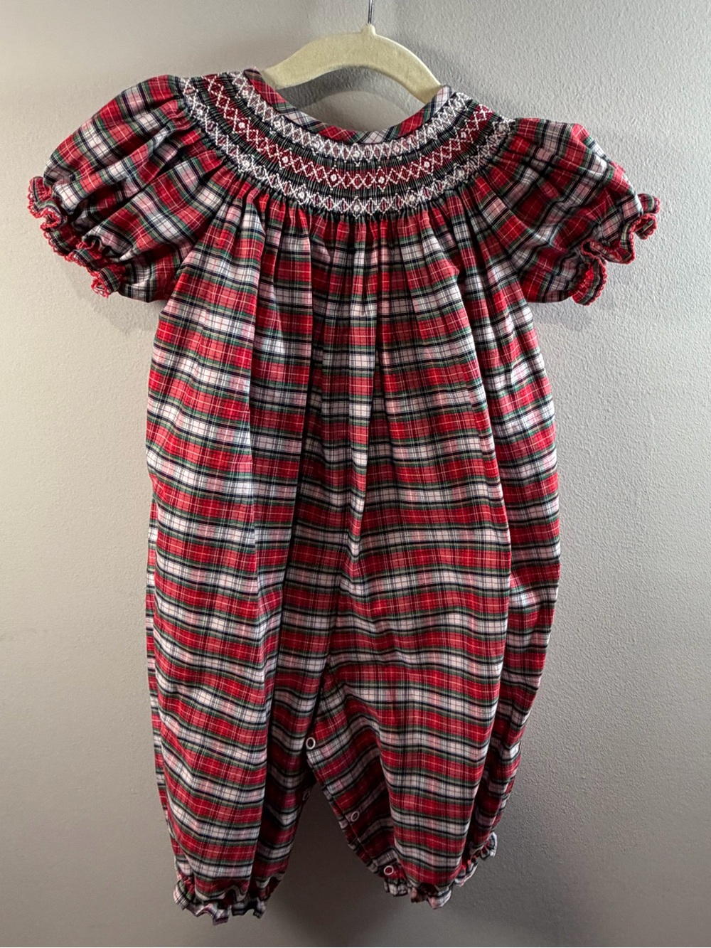 Classic Whimsy Red Plaid Smocked Romper Classic Holiday Style Size 2T NWT
